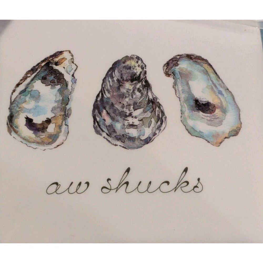 NWT Sigrid Olsen 8 Plates Appetizer Oyster Square Melamine Aw Shucks Nautical 6" - Picture 10 of 11
